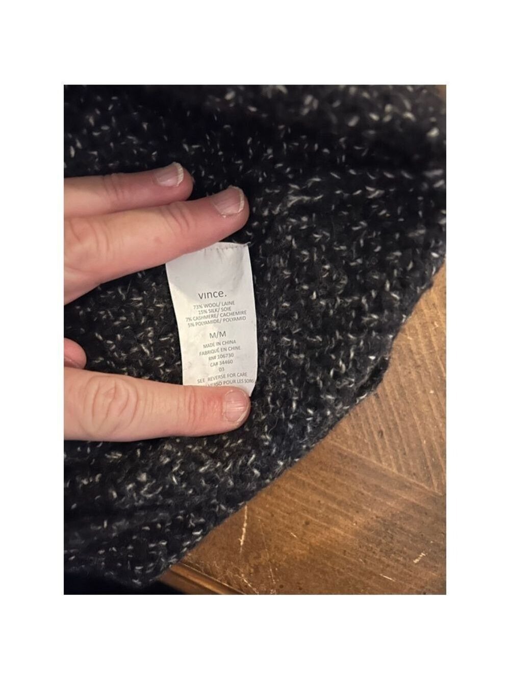 Women's Vince Black White Wool Blend Crew Neck Sweater M - Picture 5 of 6